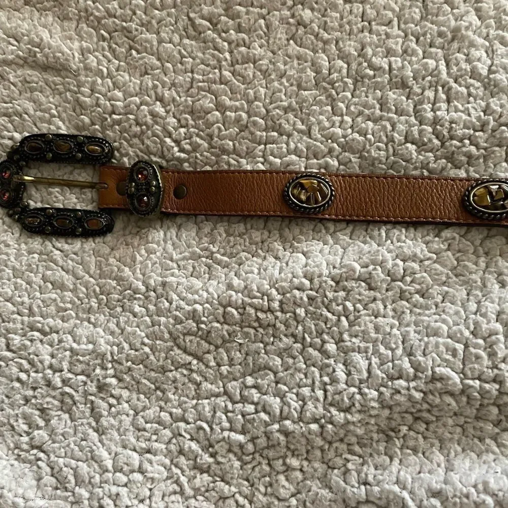 VNT Leatherock  Western Garnet Tiger Eye Woman Belt Size 34/ Pristine